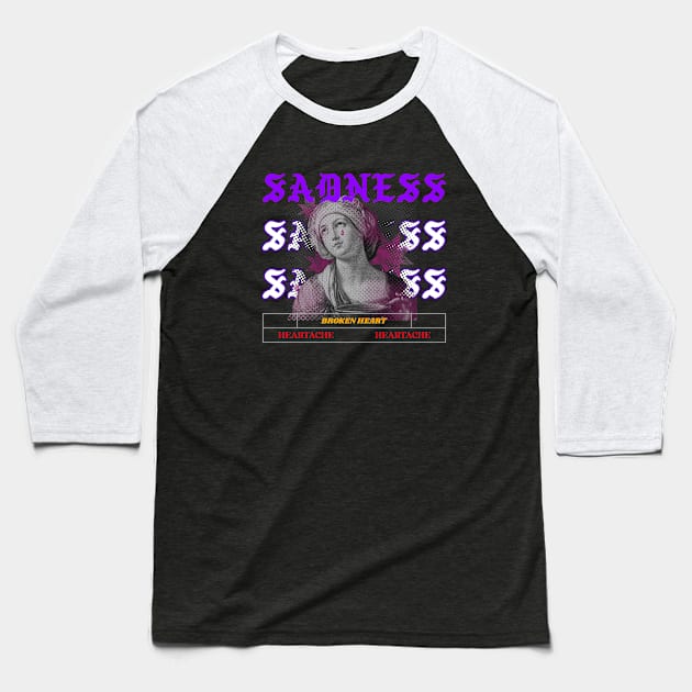 Sadness Baseball T-Shirt by Vintage Oldschool Apparel 